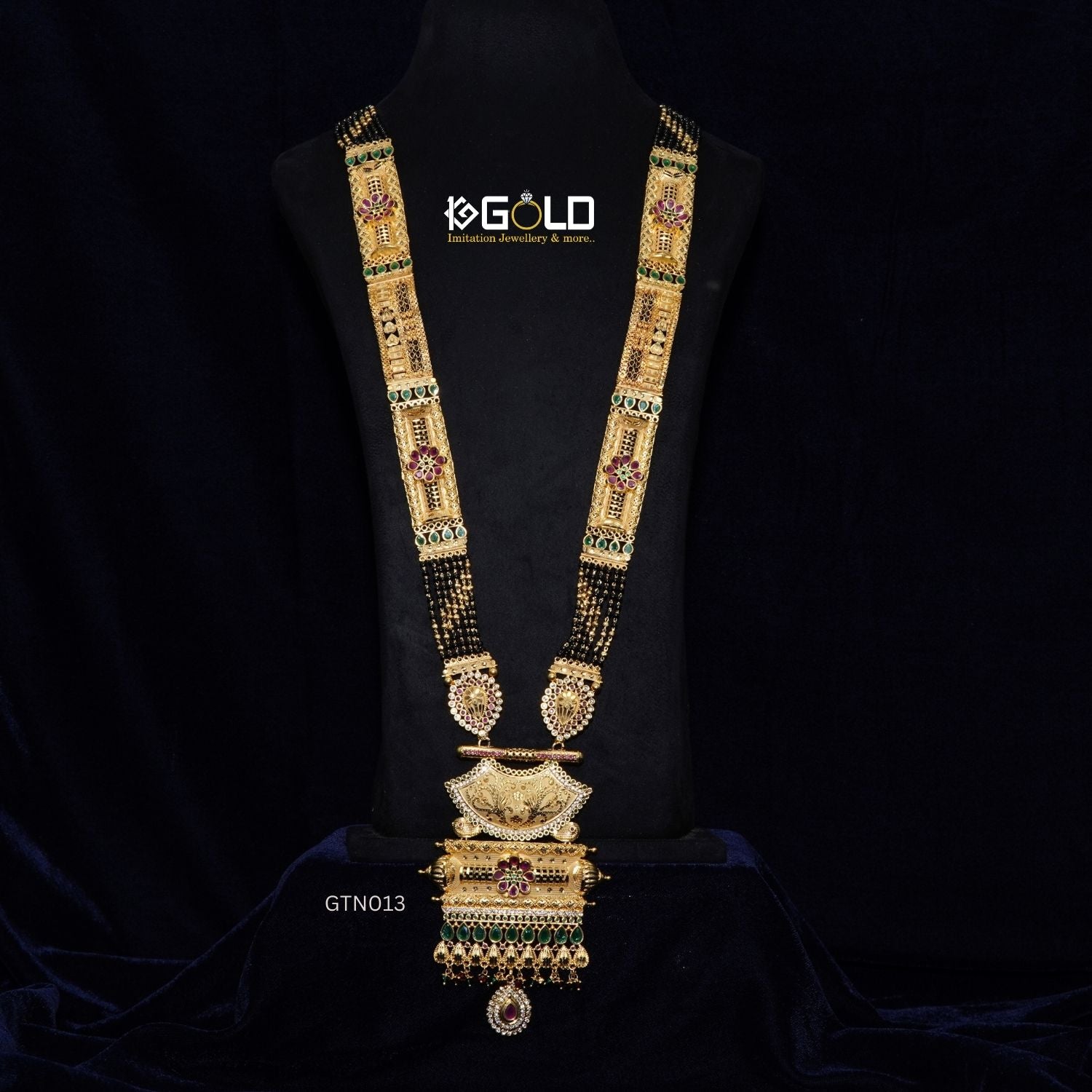 Majestic 1 Gram Gold Plated Maharashtrian Ganthan with Diamond Accents - GTN013. 1 gram gold on 1ggold.in  