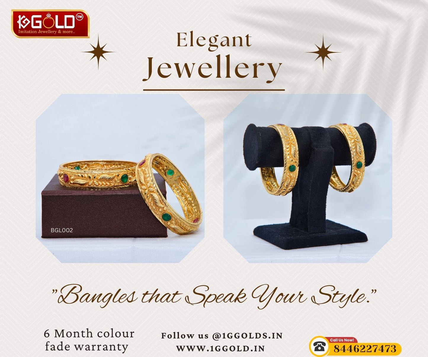 Majestic Beautiful Design 1 Gram Gold Bangles for Ladies - BGL002. 1 gram gold on 1ggold.in 