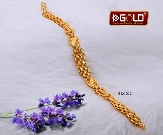 Men's 1 Gram Gold Plated Bracelet with Sculpted Style - BRC012. 1 gram gold on 1ggold.in 
