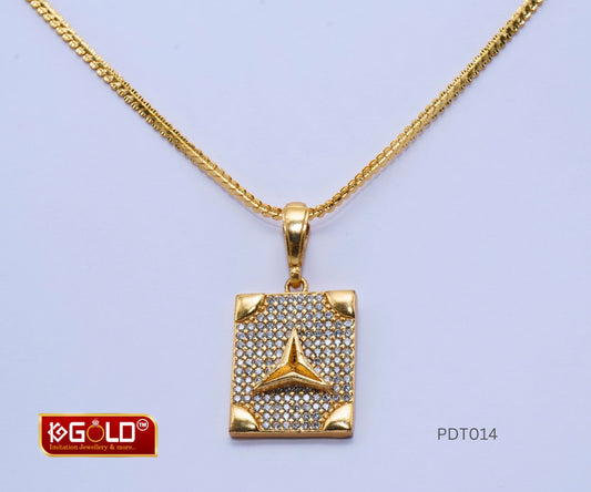 Men’s 1 Gram Gold Plated Mercedes Pendant with Diamond Embellishments - PDT014. 1 gram gold on 1ggold.in
