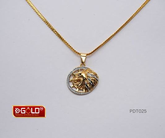 Men’s 1 Gram Gold Plated Pendant Featuring a Majestic Lion Face - PDT025. 1 gram gold on 1ggold.in