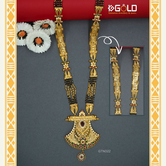 Modern 1 Gram Gold Plated Ganthan with Signature Design and Diamond Features for Women - GTN022. 1 gram gold on 1ggold.in 