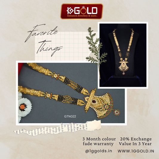 Modern One Gram Gold Ganthan with Signature Design and Diamond Features for Women - GTN022. 1 gram gold on 1ggold.in 