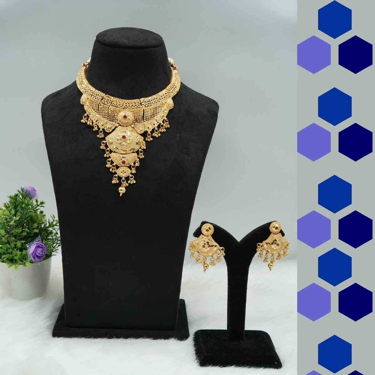 One Gram Gold Necklace Set with Elegant Design for Women - NCK008. 1 gram gold on 1ggold.in 