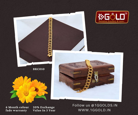 One Gram Gold Plated Men's Bracelet with Classic Elegance and Superior Craftsmanship - BRC010. 1 gram gold on 1ggold.in  