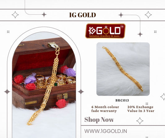 One Gram Gold Plated Men's Bracelet with Formed Elements - BRC013. 1 gram gold on 1ggold.in  