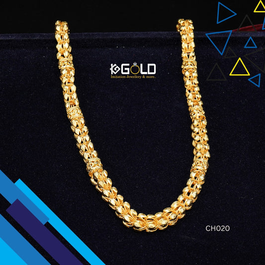 One Gram Gold Rajwadi Antique Design Chain for Men - CH020. 1 gram gold on 1ggold.in 