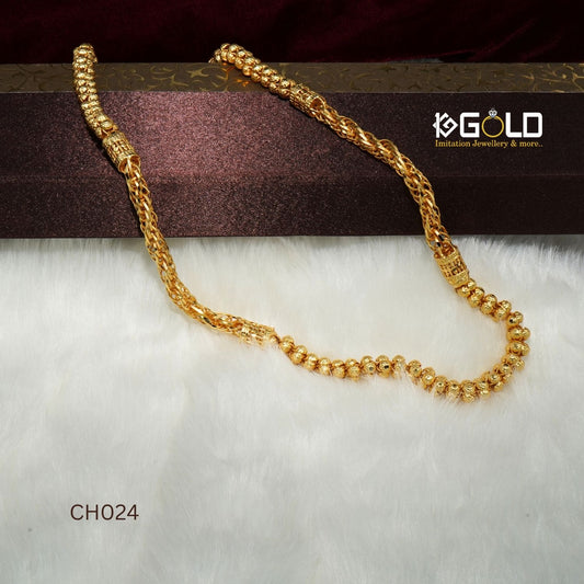 One Gram Gold Rajwadi Attention Getting Design Chain for Men - CH024. 1 gram gold on 1ggold.in 