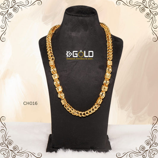 One Gram Gold Rajwadi Finely Detailed Design Chain for Men - CH016. 1 gram gold on 1ggold.in