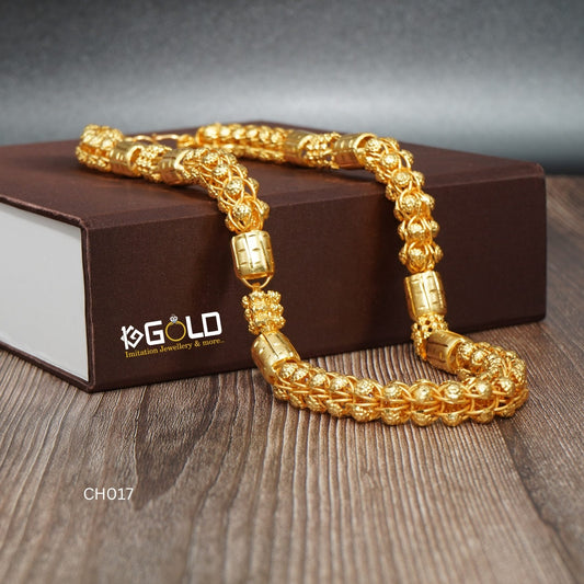 One Gram Gold Rajwadi Glittering Design Chain for Men - CH017. 1 gram gold on 1ggold.in 