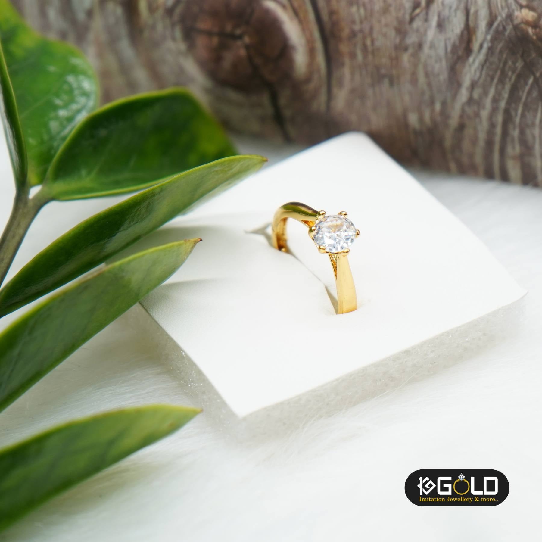 One Gram Gold  Ring for Women with One Dazzling Diamond - RNW009. 1 gram gold on 1ggold.in 
