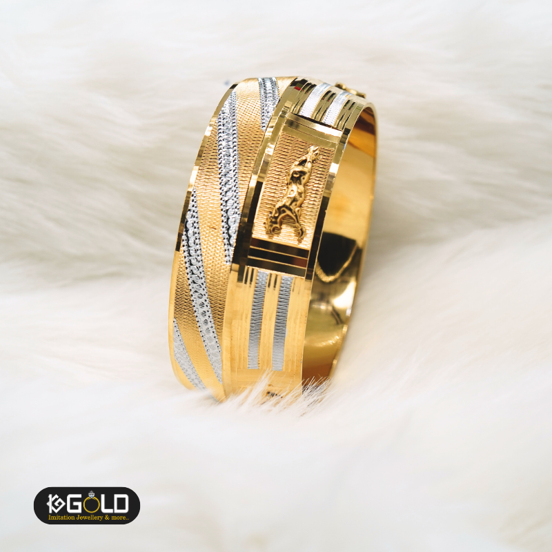 One Gram Gold Silver Attractive Design Kada for Men - KDA003. 1 gram gold on 1ggold.in 