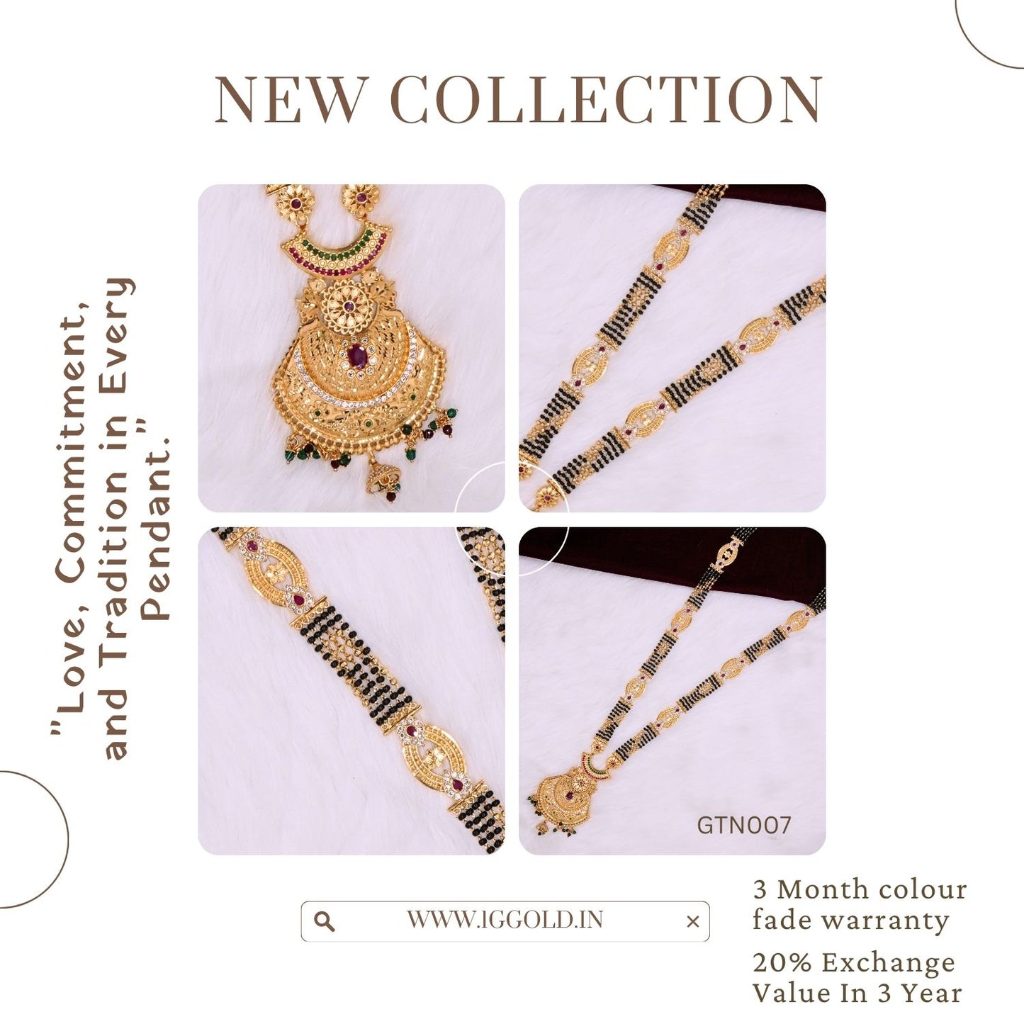Premium 1 Gram Gold Plated Maharashtrian Ganthan with Diamond Detailing for Women - GTN007. 1 gram gold on 1ggold.in  
