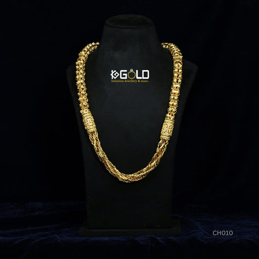 Premium 2 IN 1 1 Gram Gold Diamond Chain in Rajwadi Style for Men -CHO10. 1 gram gold on 1ggold.in 