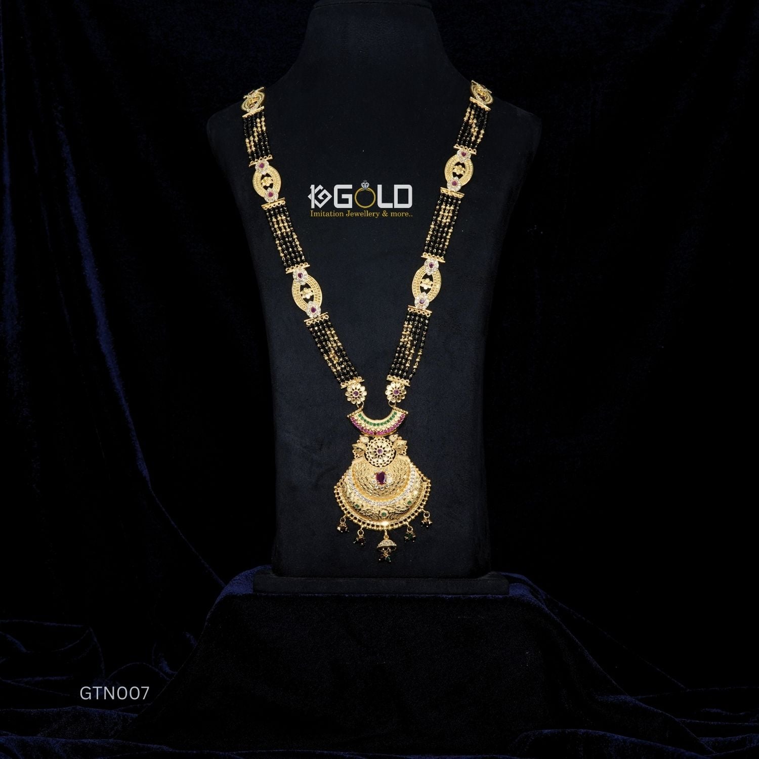 Premium One Gram Gold Plated Maharashtrian Ganthan with Diamond Detailing for Women - GTN007. 1 gram gold on 1ggold.in  