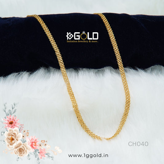 Premium Quality Artisan Crafted One Gram Gold Coated Chain for Men - CH040. 1 gram gold on 1ggold.in 
