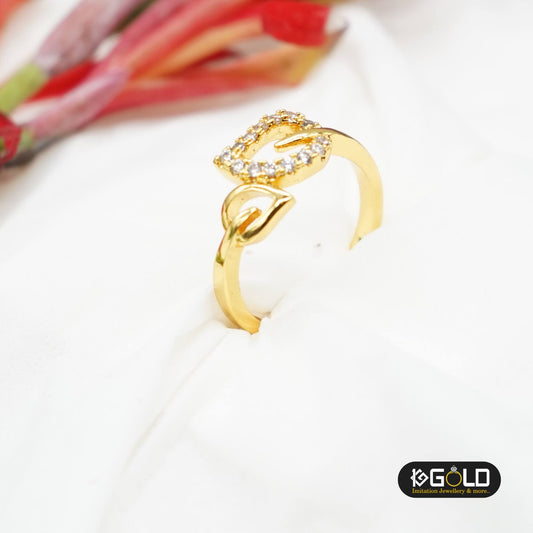 Pretty Design with Diamond New Style Gold Plated Ring for Ladies - RNW002. 1 gram gold on 1ggold.in 
