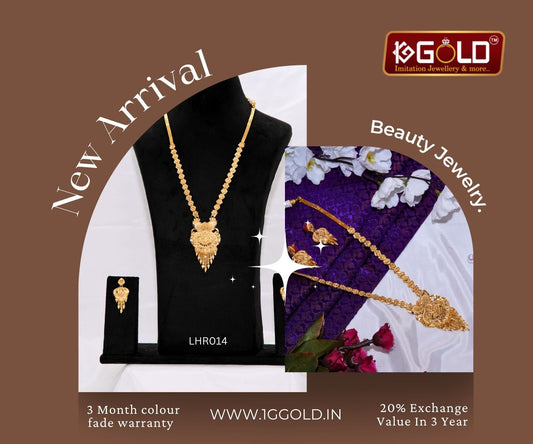 Radiant Floral Inspired one gram gold plated Rani Necklace for Women - LHR014. 1 gram gold on 1ggold.in  