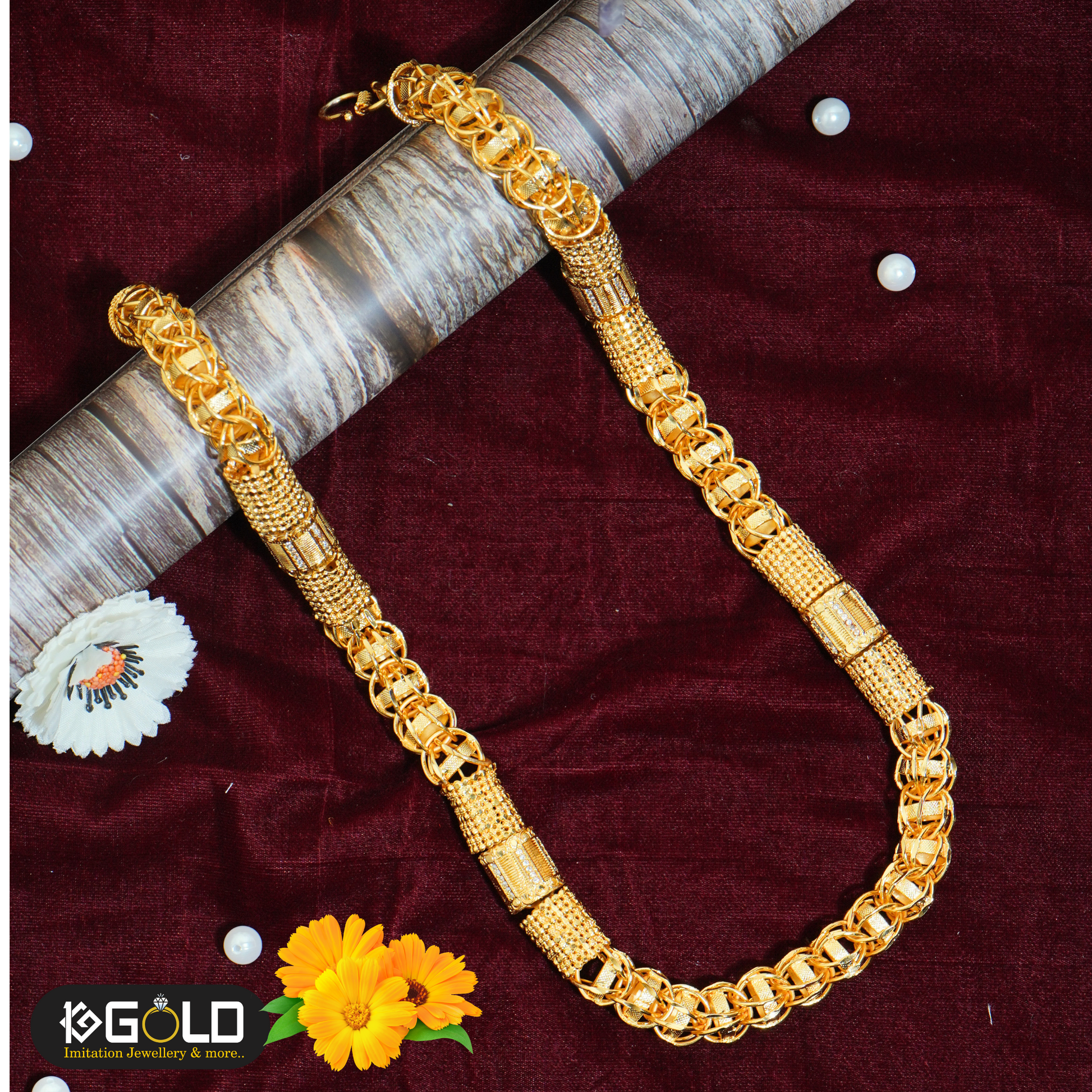 Rajwadi One Gram Gold Plated Chain for Men - CH001 . 1 gram gold on 1ggold.in 