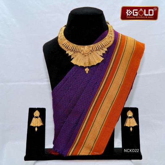 Refined 1 Gram Gold Coated Necklace Set with Graceful Design for Women - NCK022. 1 gram gold on 1ggold.in  