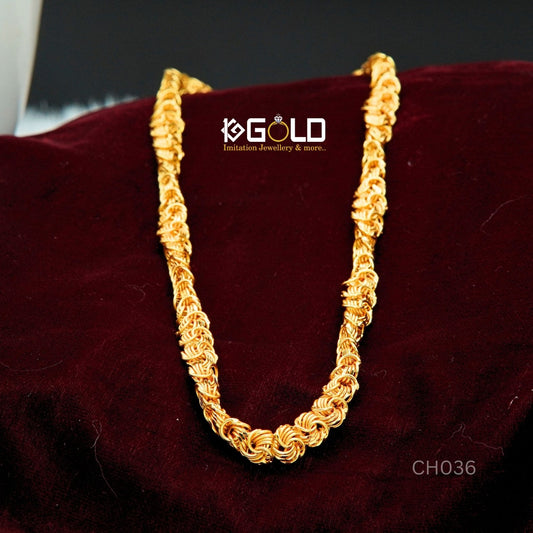 Royal Exclusive Design Luxury Grade One Gram Gold Coated Chain for Men - CH036. 1 gram gold on 1ggold.in 