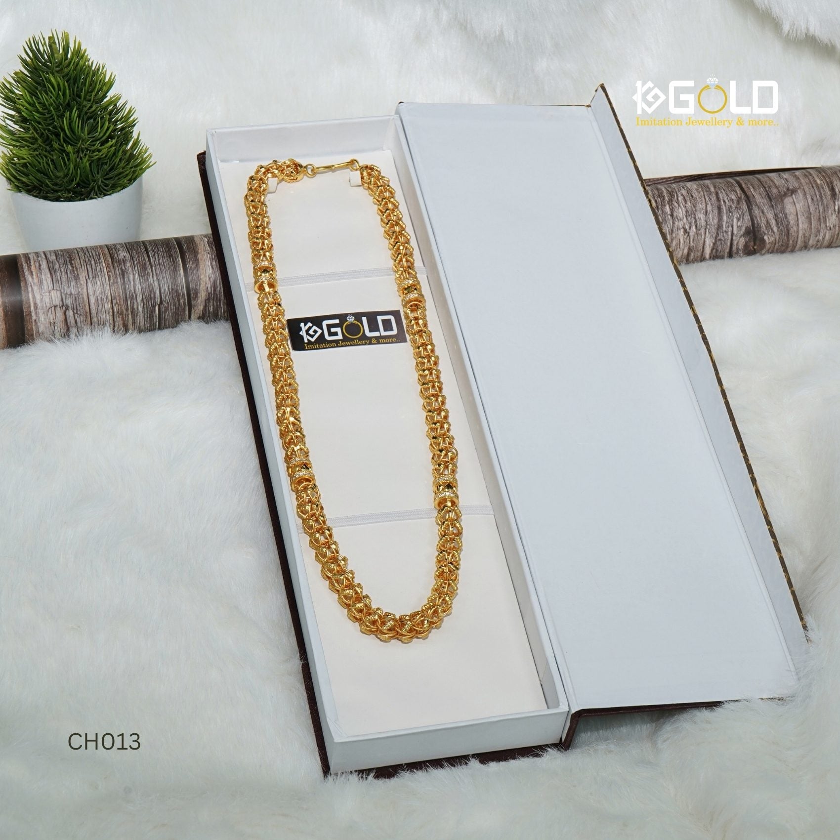 Royal Rajwadi Style 2 IN 1 Men’s Chain, One Gram Gold Plated with Diamonds - CH013. 1 gram gold on 1ggold.in 