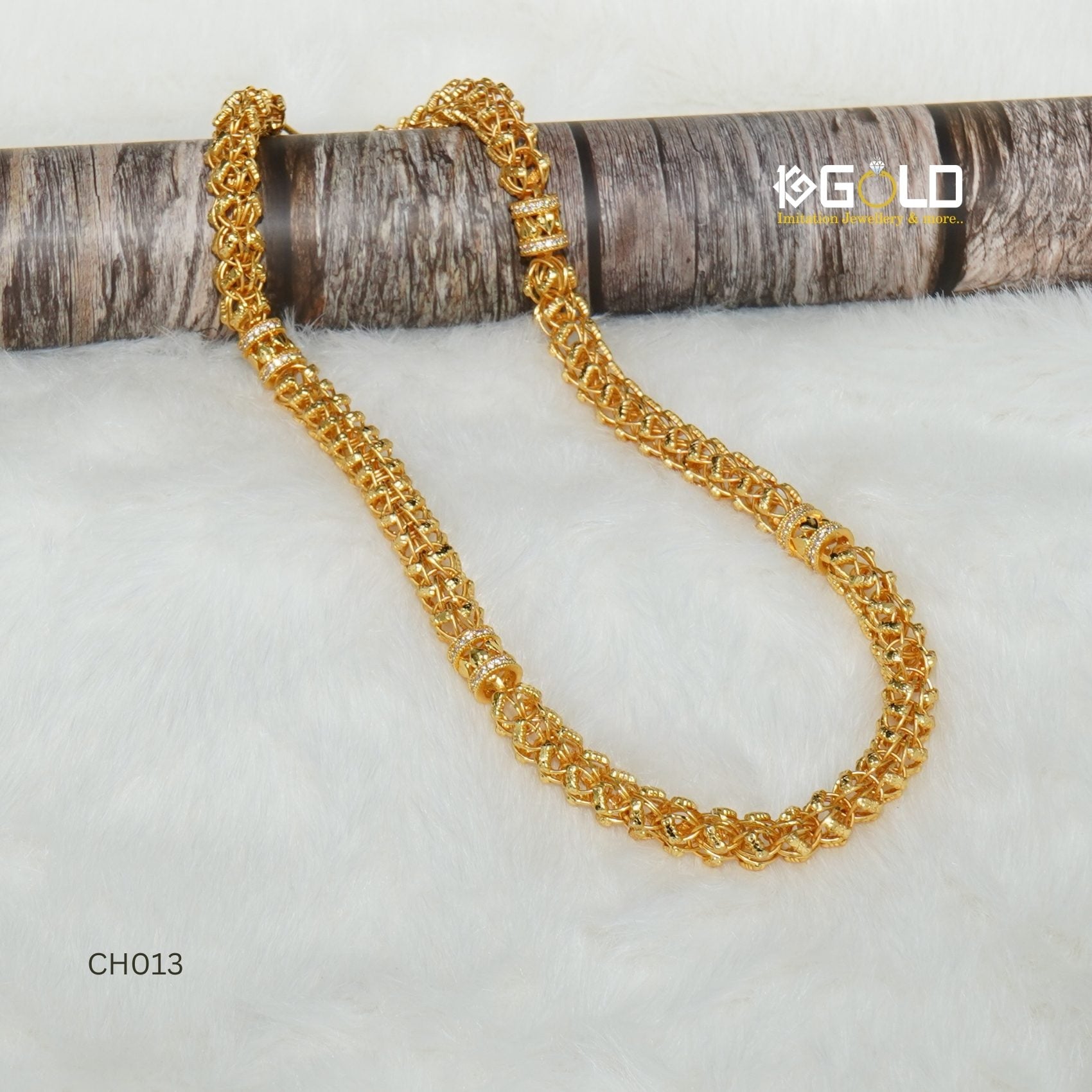 Royal Rajwadi Style 2 IN 1 Men’s Chain, One Gram Gold Plated with Diamonds - CH013. 1 gram gold on 1ggold.in 