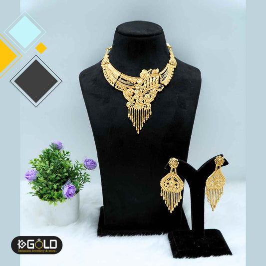 Shiny One Gram Gold Plated Women’s Necklace Set - NCK007. 1 gram gold on 1ggold.in  