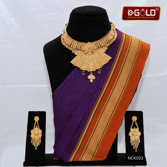 Sophisticated 1 Gram Gold Coated Necklace Set with Gorgeous Design for Women -NCK023. 1 gram gold on 1ggold.in  