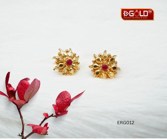 Sophisticated Floral Motif 1 Gram Gold-Plated Studs - ERG012. 1ggold.in 1 gram gold 