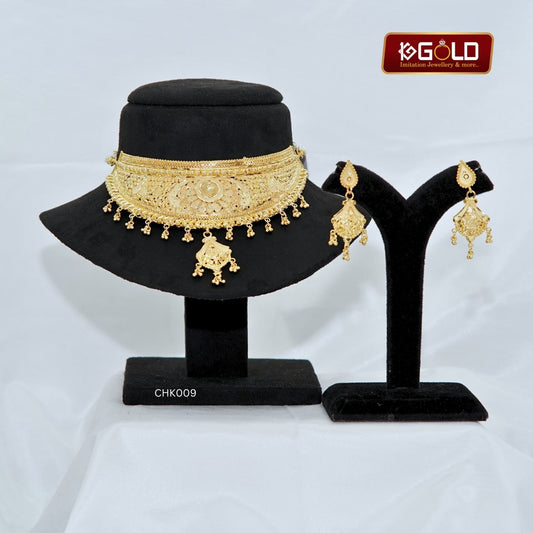 Sophisticated One Gram Gold Choker Set for Women - CHK009. 1 gram gold on 1ggold.in  