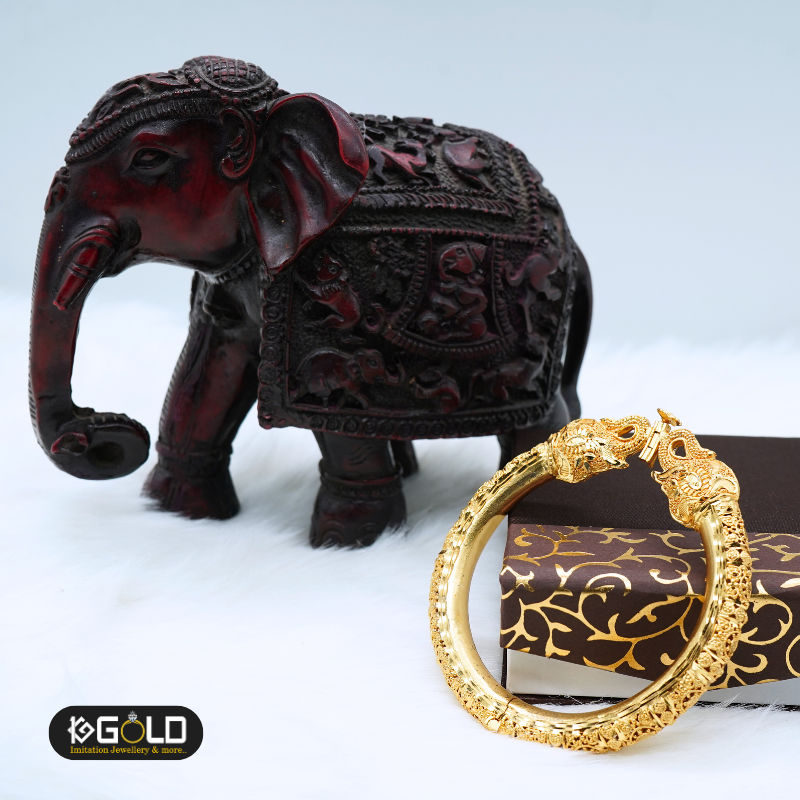 Stylish 1 Gram Gold Diamond Kada with Exquisite Design for Men - KDA001. 1 gram gold on 1ggold.in 