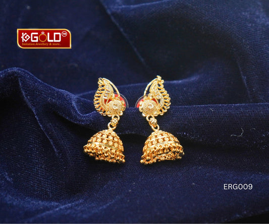 Stylish Delicate 1 Gram Gold Jhumka Earrings - ERG009. 1ggold.in 1 gram gold
