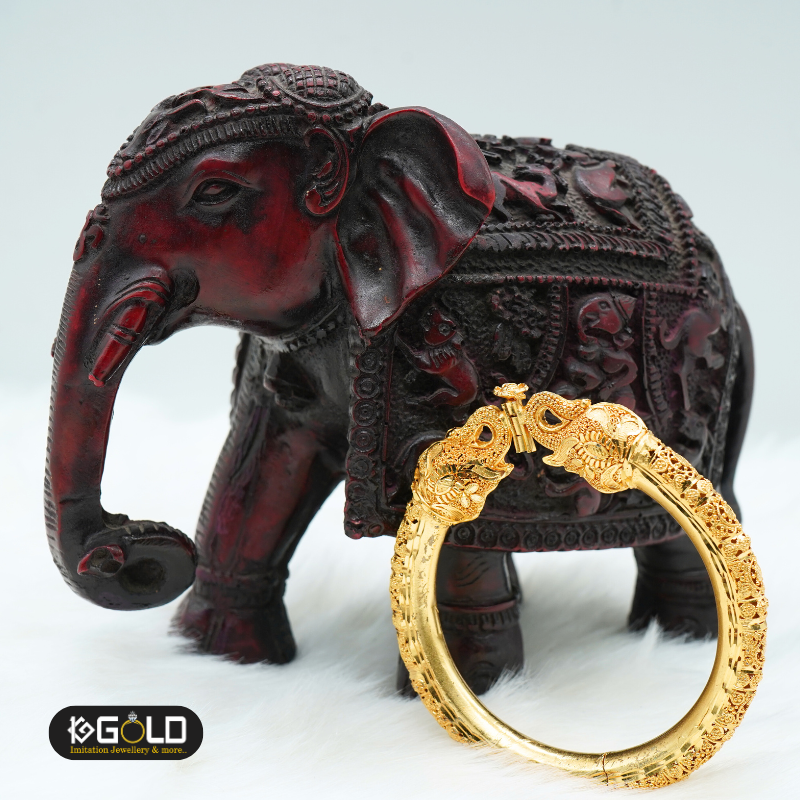 Stylish One Gram Gold Diamond Kada with Exquisite Design for Men - KDA001. 1 gram gold on 1ggold.in 