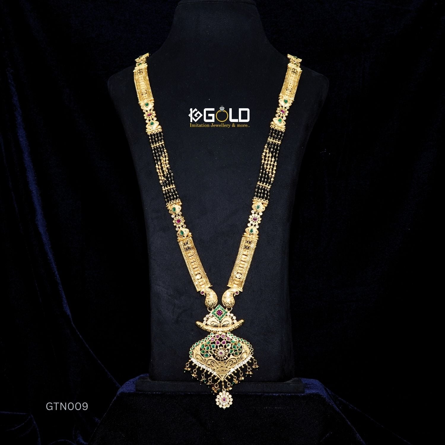 Superior Quality One Gram Gold Plated Maharashtrian Ganthan with Diamond Accents for Women - GTN009. 1 gram gold on 1ggold.in