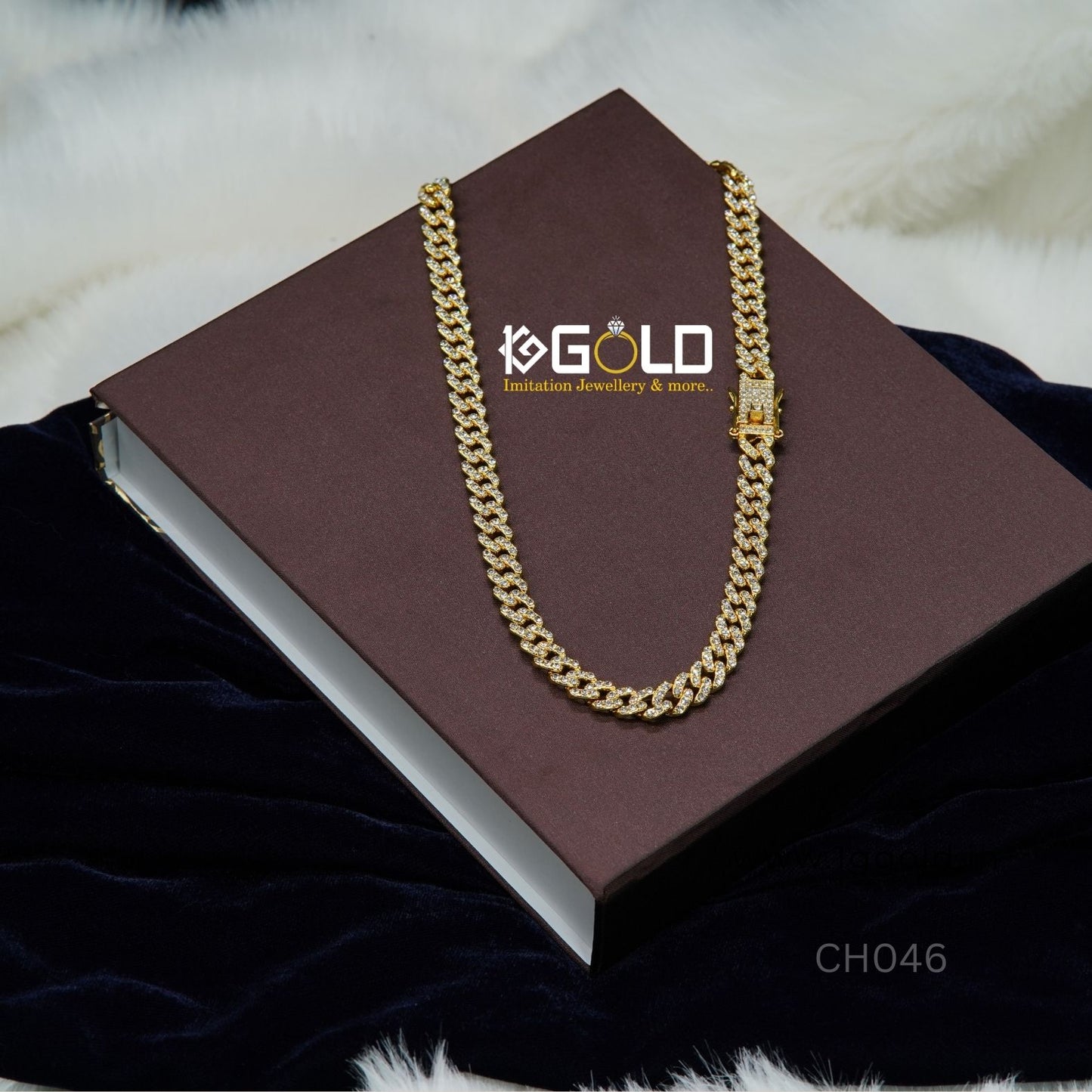 Synthetic Diamond Men’s One Gram Gold Cuban Link Chain - CH046. 1 gram gold on 1ggold.in 
