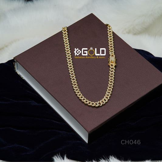 Synthetic Diamond Men’s One Gram Gold Cuban Link Chain - CH046. 1 gram gold on 1ggold.in 