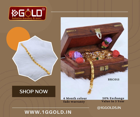 Traditional One Gram Gold Plated Nawabi Bracelet for Men - BRC015. 1 gram gold on 1ggold.in  