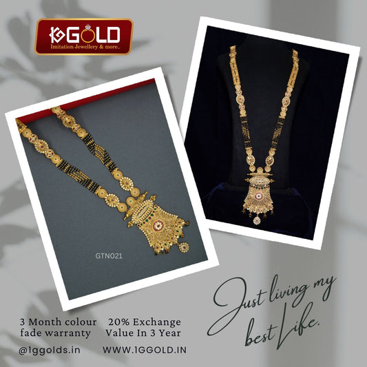 Upscale One Gram Gold Plated Ganthan with Unique Pattern and Diamond Touch for Women - GTN021. 1 gram gold on 1ggold.in  