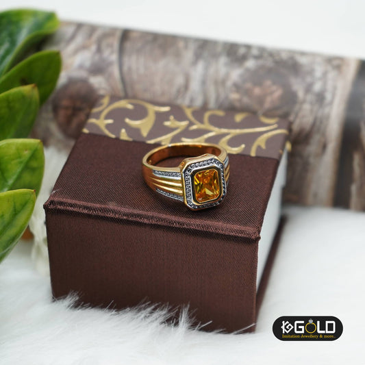 Yellow Stone Accented with Diamonds in Glamorous Ring Design - RNM009. 1 gram gold on 1ggold.in 